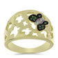 Pozlátený Strieborný Prsteň s so Zeleným Diamantom a Bielym Diamantom