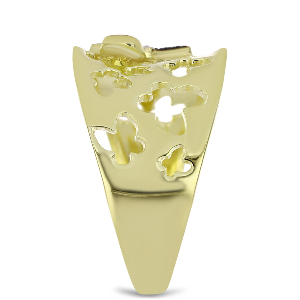 Pozlátený Strieborný Prsteň s so Zeleným Diamantom a Bielym Diamantom 4 