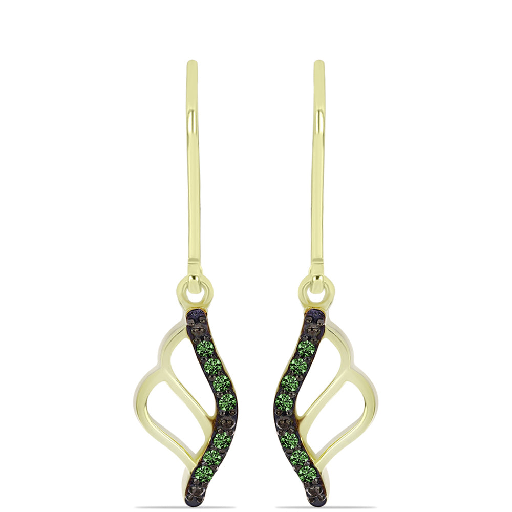 Pozlátené Strieborné Náušnice s so Zeleným Diamantom 1 
