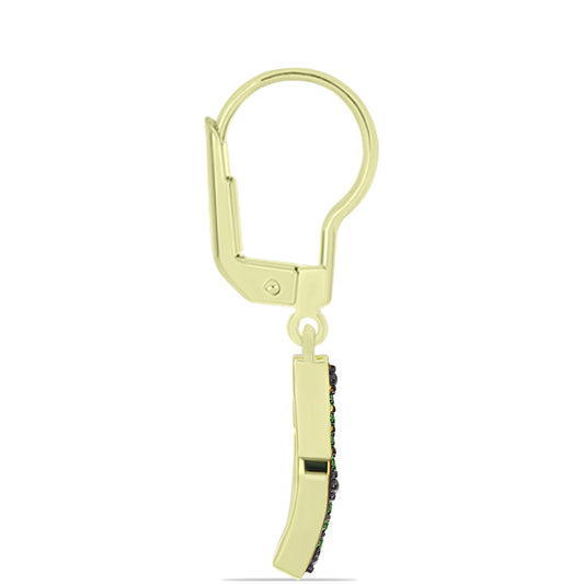 Pozlátené Strieborné Náušnice s so Zeleným Diamantom