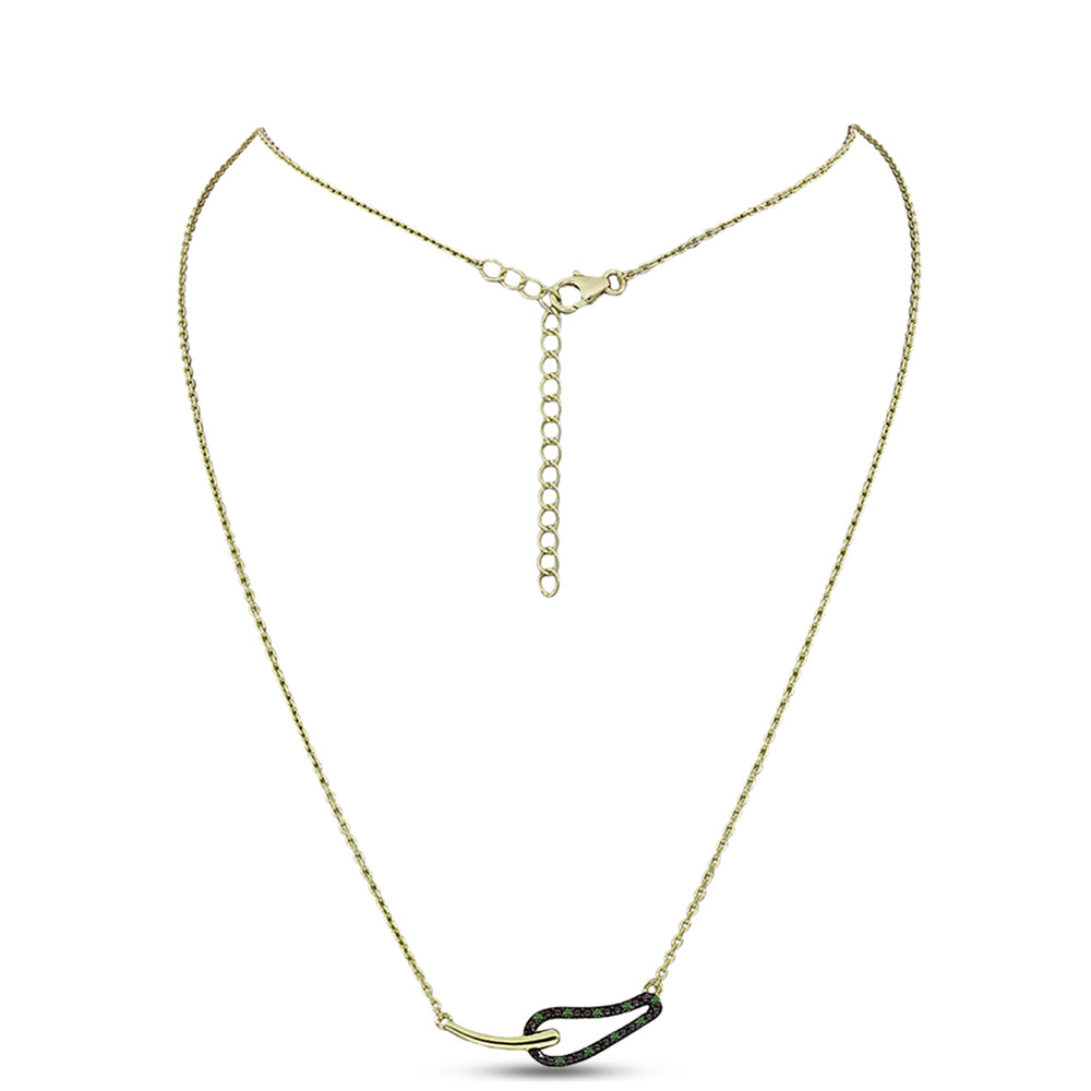 Pozlátený Strieborný Náhrdelník s so Zeleným Diamantom 1 