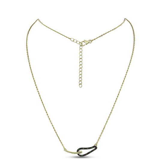 Pozlátený Strieborný Náhrdelník s so Zeleným Diamantom