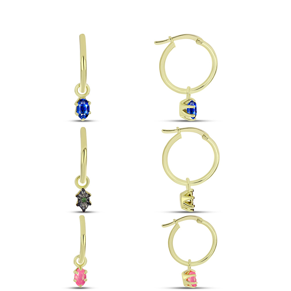 Pozlátené Strieborné Sada s Austrálskym Modrým Zafírom a so Sýto Ružovým Opálom z Lega Dembi ( Náušnice ) 1 