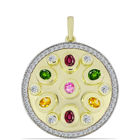 Pozlátený Strieborný Prívesok s Chakra Turmalínom a Bielym Topásom