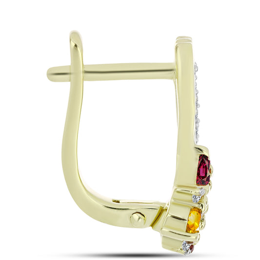 Pozlátené Strieborné Náušnice s Chakra Turmalínom a Bielym Topásom