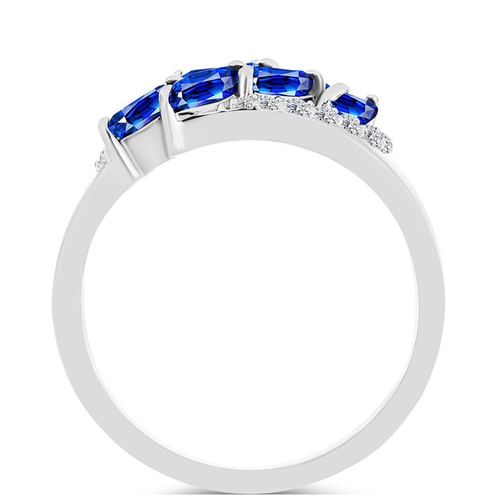 Strieborný Prsteň s Austrálskym Modrým Zafírom a Bielym Topásom