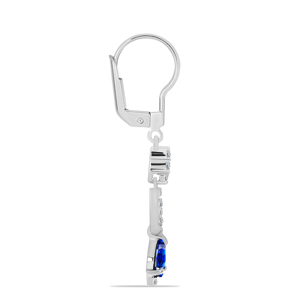 Strieborné Náušnice s Austrálskym Modrým Zafírom a Bielym Topásom 2 