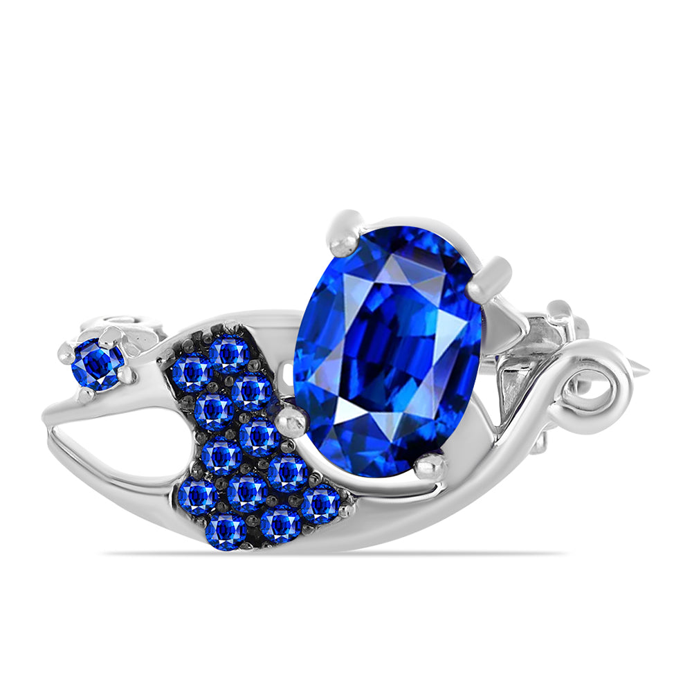 Strieborný Brošňa s Austrálskym Modrým Zafírom 1 