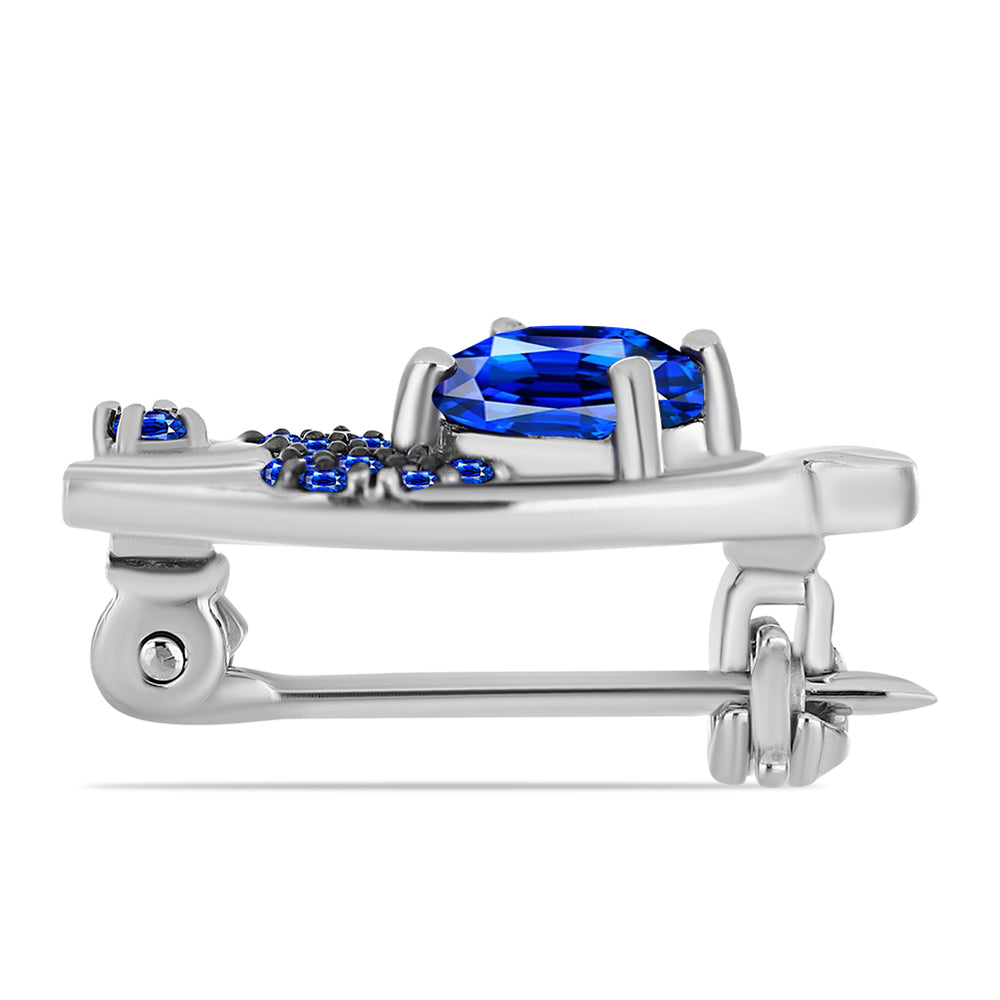 Strieborný Brošňa s Austrálskym Modrým Zafírom 2 