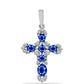 Kríž Strieborný Prívesok s Austrálskym Modrým Zafírom a Bielym Topásom