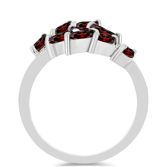 Strieborný Prsteň s Bartonským Granátom a Bielym Topásom