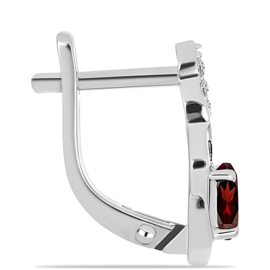 Strieborné Náušnice s Bartonským Granátom a Bielym Topásom