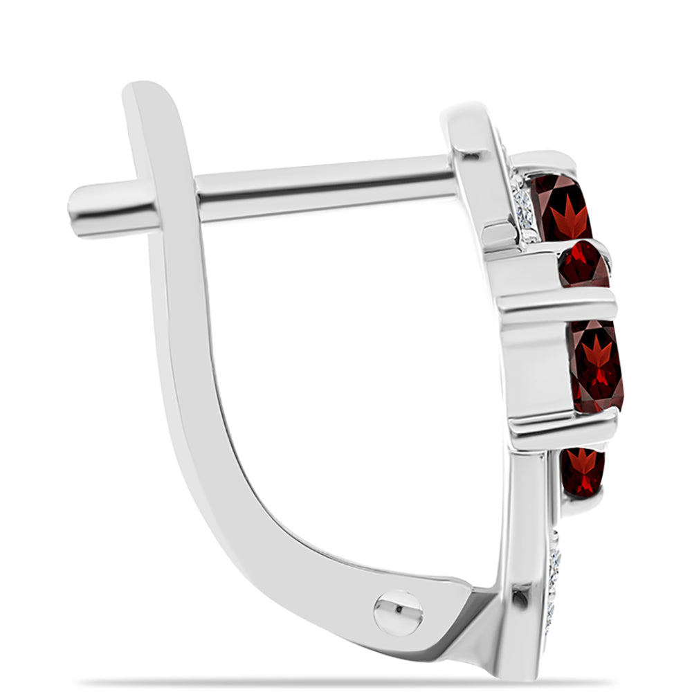 Strieborné Náušnice s Bartonským Granátom a Bielym Topásom 2 