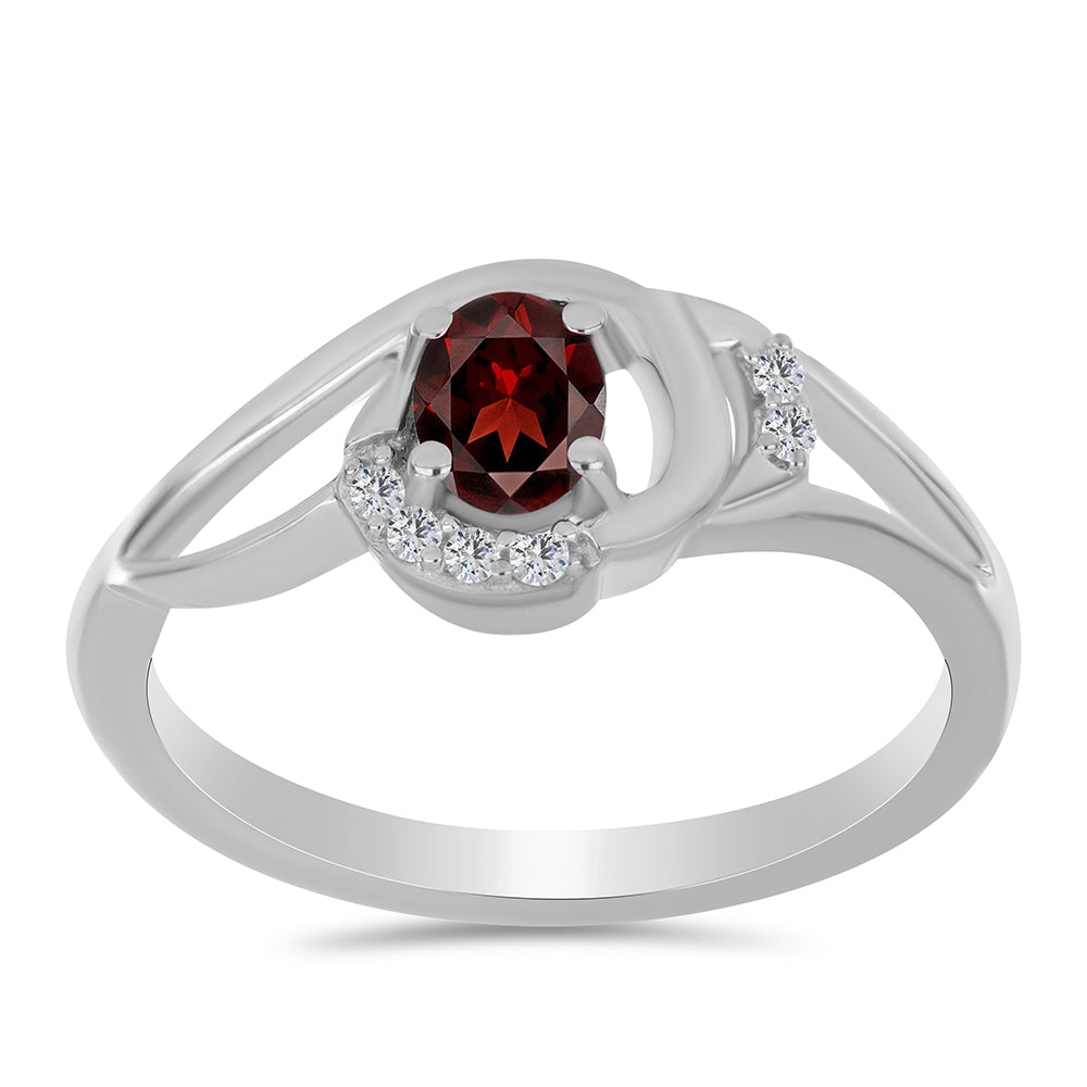Strieborný Prsteň s Bartonským Granátom a Bielym Topásom 3 