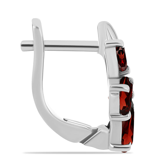 Strieborné Náušnice s Bartonským Granátom a Bielym Topásom