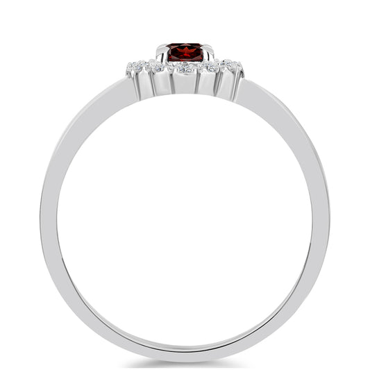 Strieborný Prsteň s Bartonským Granátom a Bielym Topásom