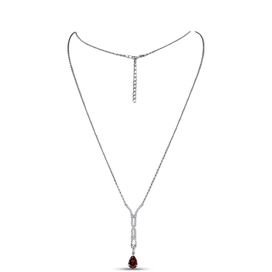 Strieborný Náhrdelník s Bartonským Granátom a Bielym Topásom