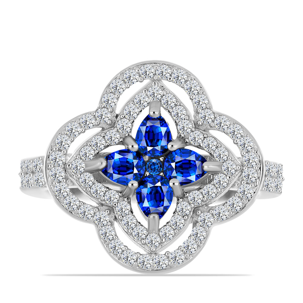 Strieborný Prsteň s Austrálskym Modrým Zafírom a Bielym Topásom 1 