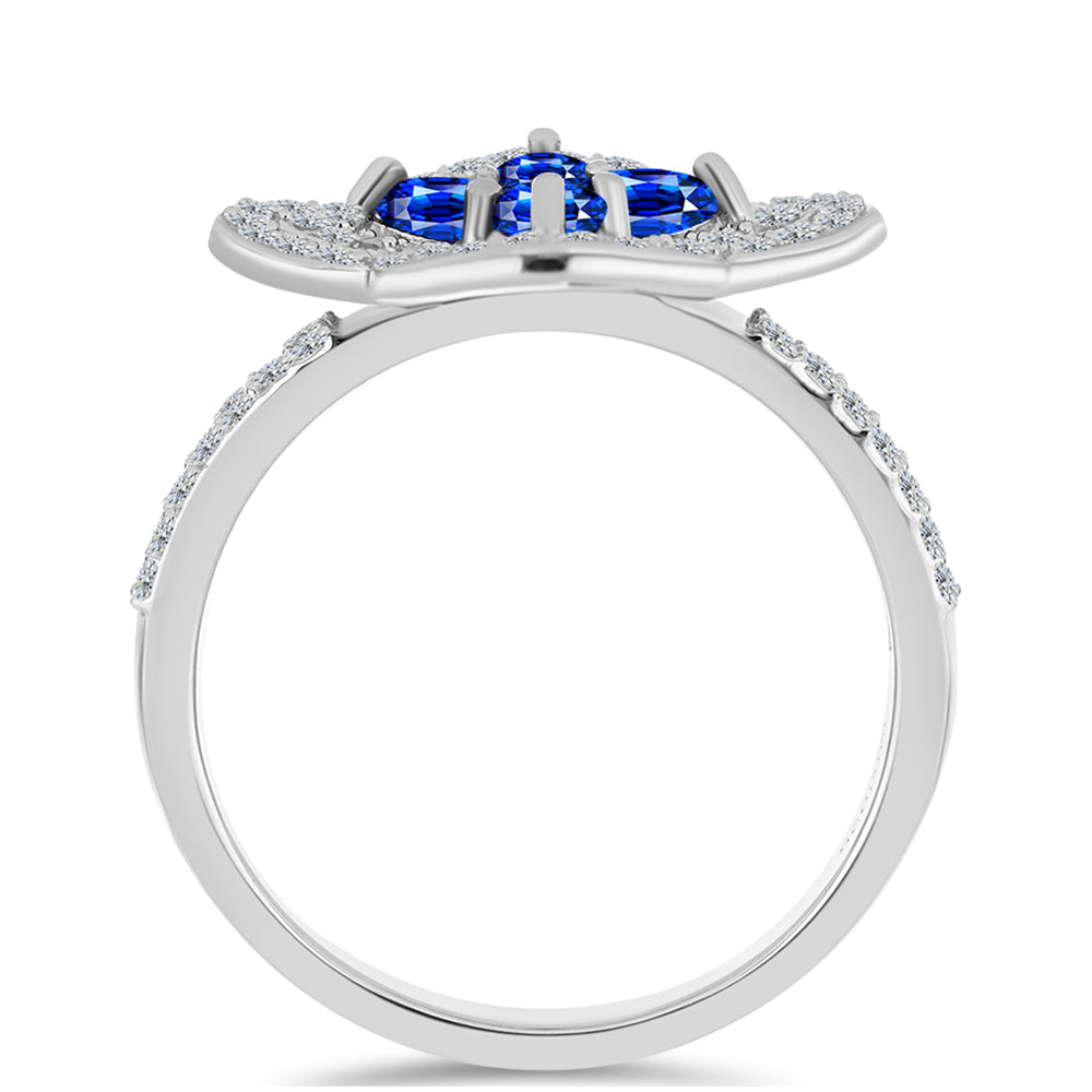Strieborný Prsteň s Austrálskym Modrým Zafírom a Bielym Topásom 2 