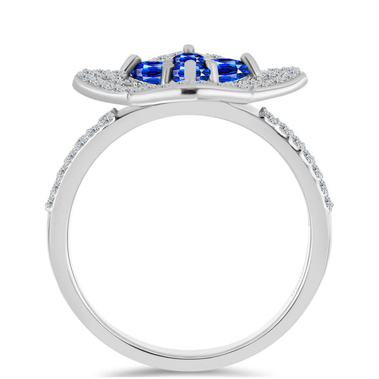 Strieborný Prsteň s Austrálskym Modrým Zafírom a Bielym Topásom