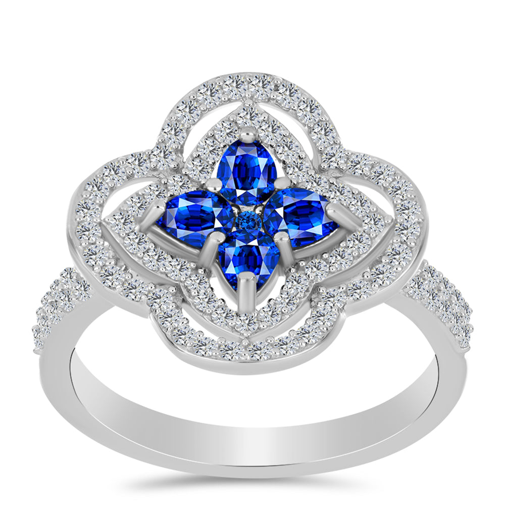 Strieborný Prsteň s Austrálskym Modrým Zafírom a Bielym Topásom 3 