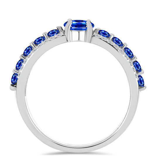 Strieborný Prsteň s Austrálskym Modrým Zafírom a Bielym Topásom
