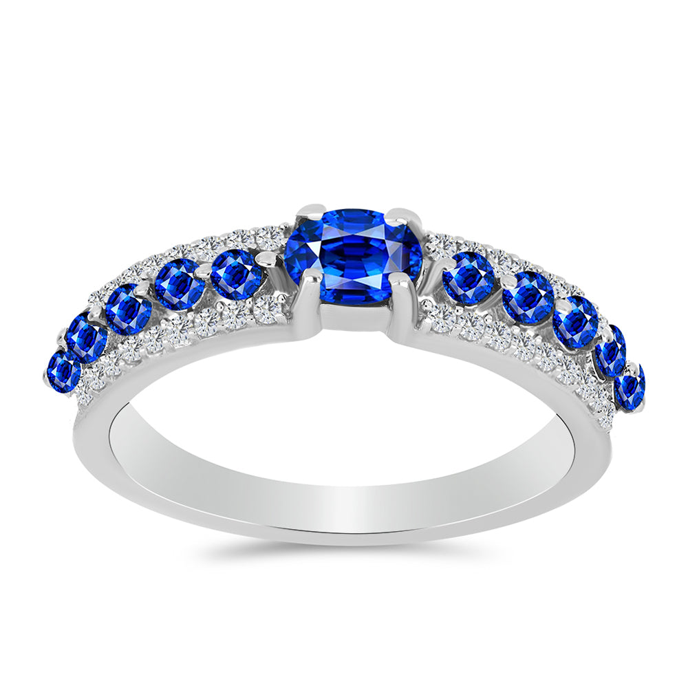 Strieborný Prsteň s Austrálskym Modrým Zafírom a Bielym Topásom 3 