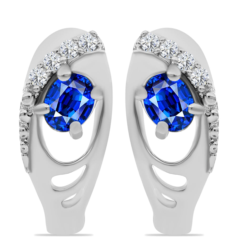 Strieborné Náušnice s Austrálskym Modrým Zafírom a Bielym Topásom 1 