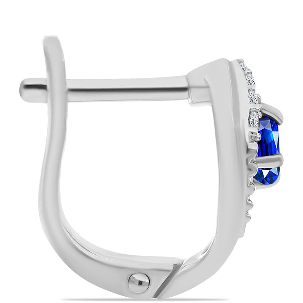 Strieborné Náušnice s Austrálskym Modrým Zafírom a Bielym Topásom 2 
