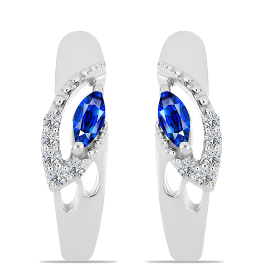 Strieborné Náušnice s Austrálskym Modrým Zafírom a Bielym Topásom