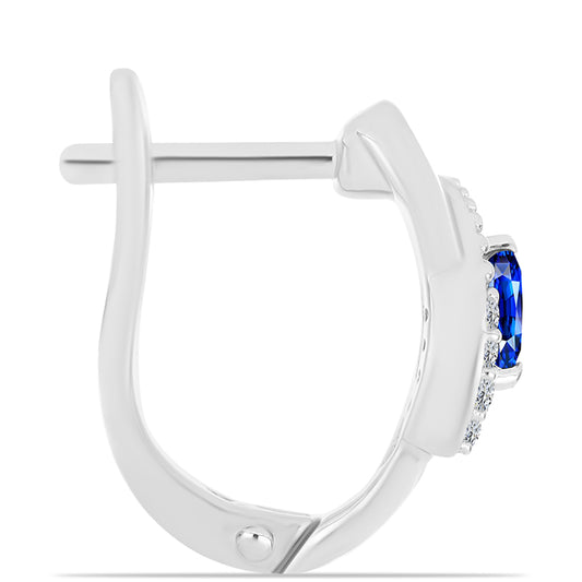 Strieborné Náušnice s Austrálskym Modrým Zafírom a Bielym Topásom