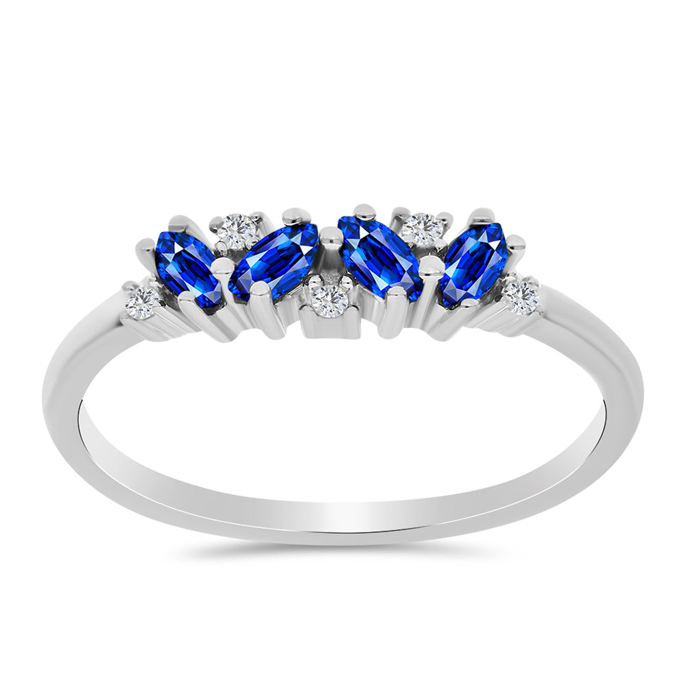 Strieborný Prsteň s Austrálskym Modrým Zafírom a Bielym Topásom 3 
