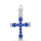 Kríž Strieborný Prívesok s Austrálskym Modrým Zafírom a Bielym Topásom
