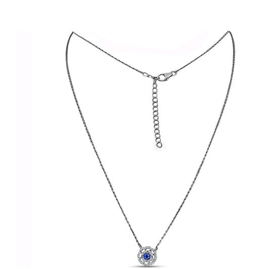 Strieborný Náhrdelník s Austrálskym Modrým Zafírom a Bielym Topásom