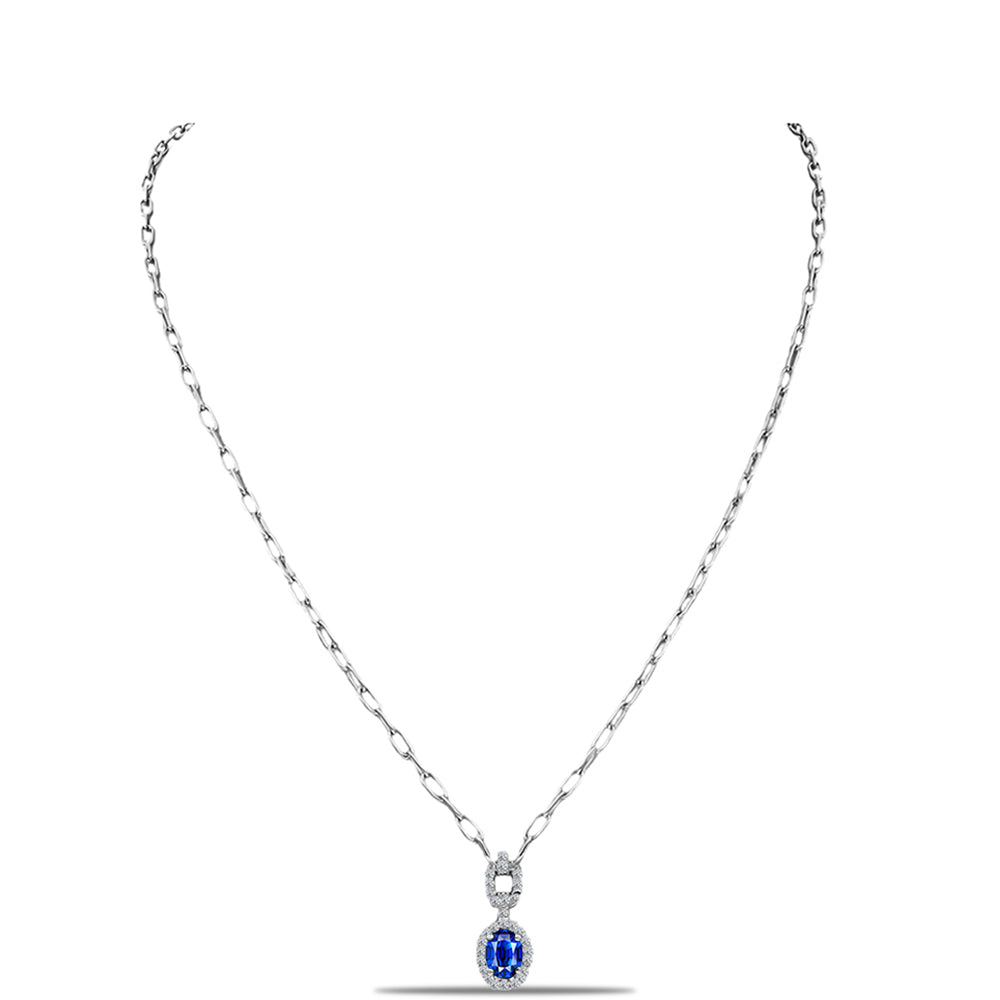 Strieborný Náhrdelník s Austrálskym Modrým Zafírom a Bielym Topásom 1 