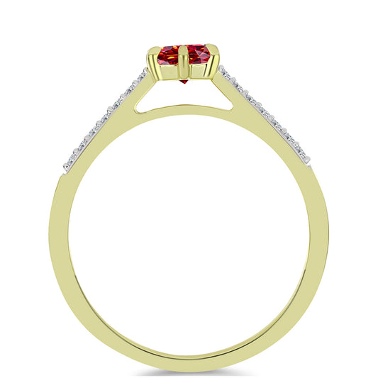 Pozlátený Strieborný Prsteň s Majestátnym červeným moissanitom a Bielym Topásom
