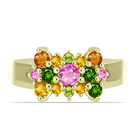 Pozlátený Strieborný Prsteň s Chakra Turmalínom