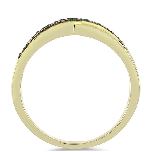 Pozlátený Strieborný Prsteň s so Zeleným Diamantom