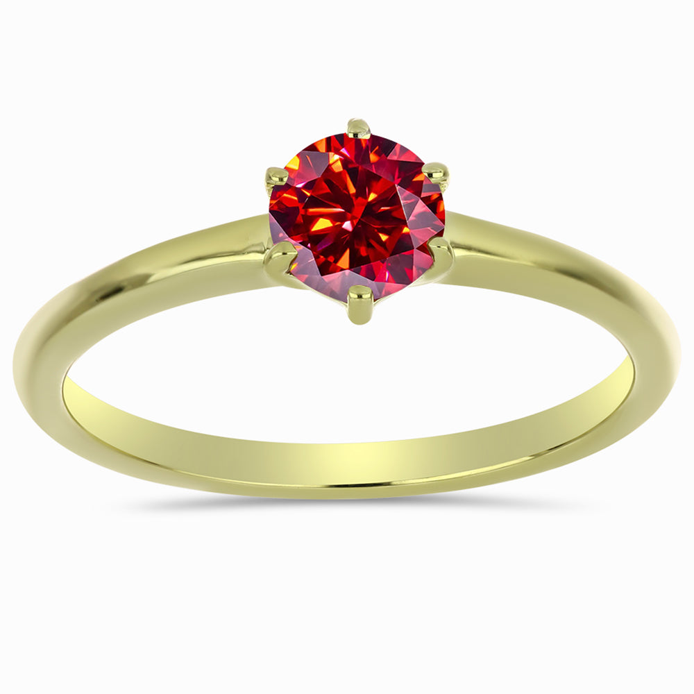 Pozlátený Strieborný Prsteň s Majestátnym červeným moissanitom 3 