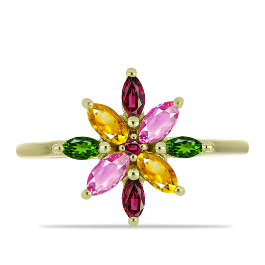 Pozlátený Strieborný Prsteň s Chakra Turmalínom