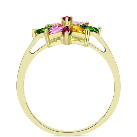 Pozlátený Strieborný Prsteň s Chakra Turmalínom