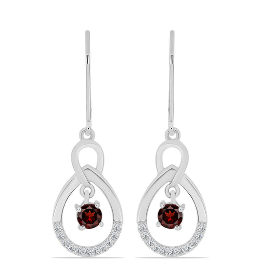 Strieborné Náušnice s Bartonským Granátom a Bielym Topásom