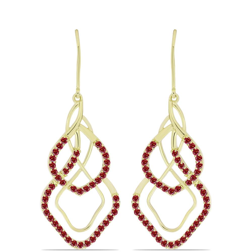 Pozlátené Strieborné Náušnice s Majestátnym červeným moissanitom