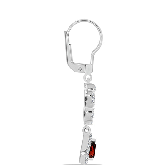 Strieborné Náušnice s Bartonským Granátom a Bielym Topásom