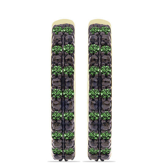 Pozlátené Strieborné Náušnice s so Zeleným Diamantom