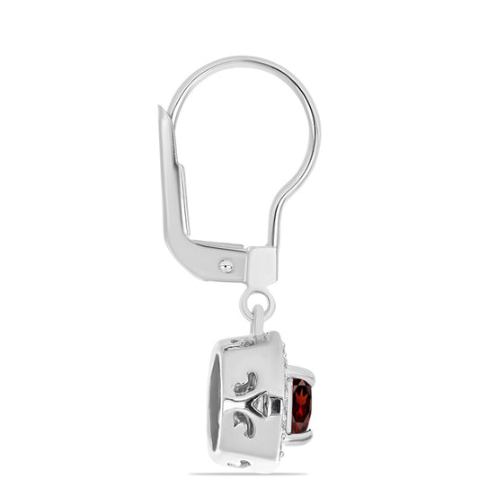 Strieborné Náušnice s Bartonským Granátom a Bielym Topásom