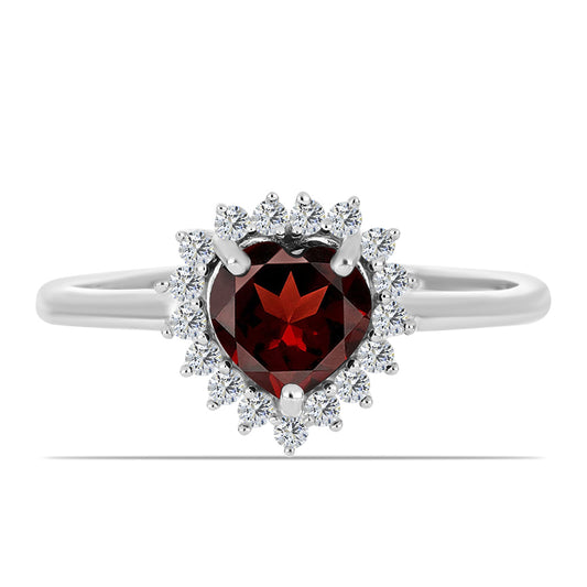 Strieborný Prsteň s Bartonským Granátom a Bielym Topásom