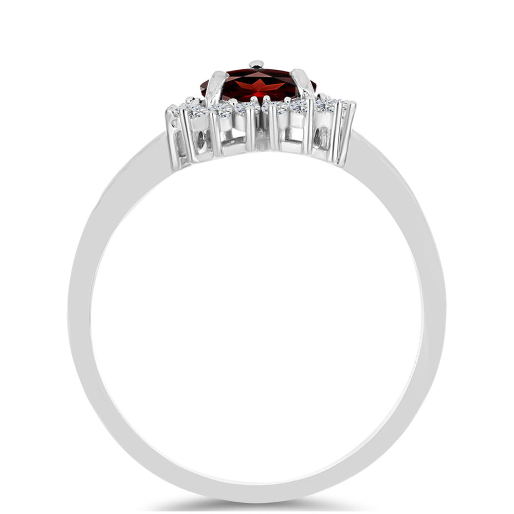 Strieborný Prsteň s Bartonským Granátom a Bielym Topásom