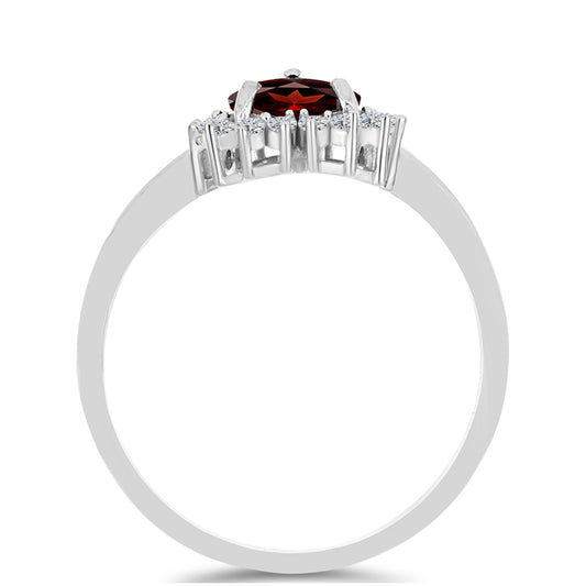 Strieborný Prsteň s Bartonským Granátom a Bielym Topásom