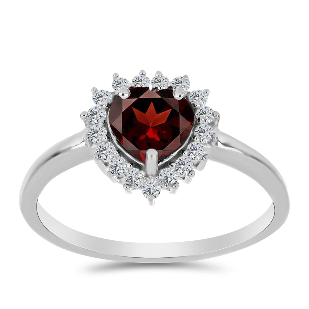 Strieborný Prsteň s Bartonským Granátom a Bielym Topásom